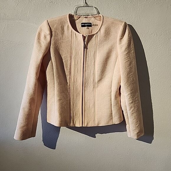 Karl Lagerfeld Career Jacket Full Zip Pastel Pink Women’s Size 8 Cardigan - Picture 1 of 5
